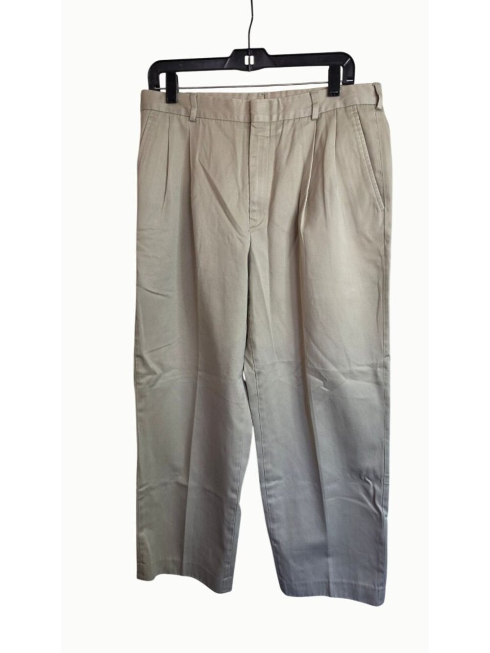 Lands' End Men's Pleated Chino Pants Size 33 Regular Khaki Tan